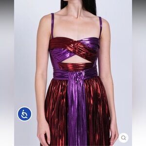 Sabina Musayev Nibar Cutout Corset Top (XS) and Skirt (XS) Set NWT Metallic